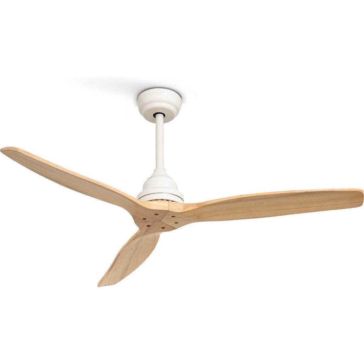 Create - Windwood 75w Silent Ceiling Fan Ø132 Cm / White And Natural Wood