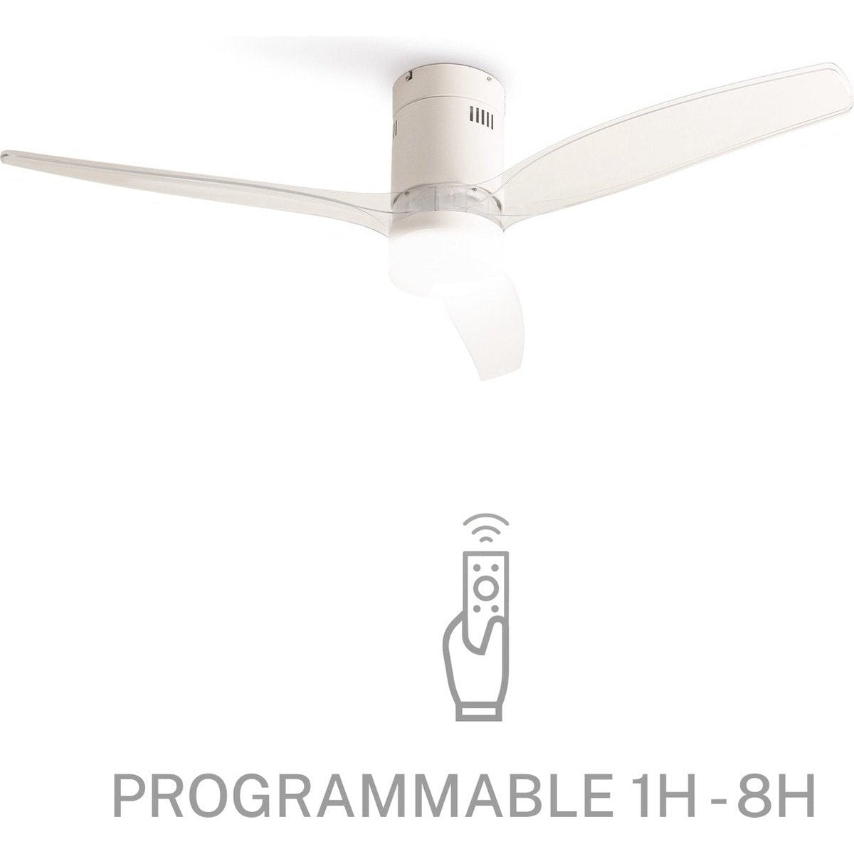 Create - Windcalm Dc-silent Ceiling Fan Winter/summer Function White Transparent - 6 Speeds (With Light)