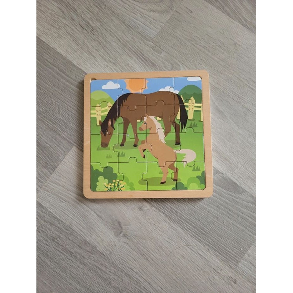 Playtive - Wooden Puzzle (Horse With Foal)