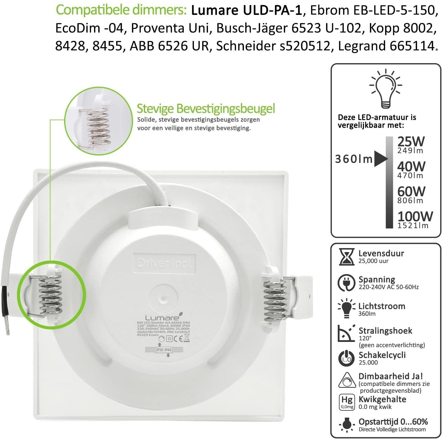Lumare - LED Recessed Spot Dimmable 6W Set of 9