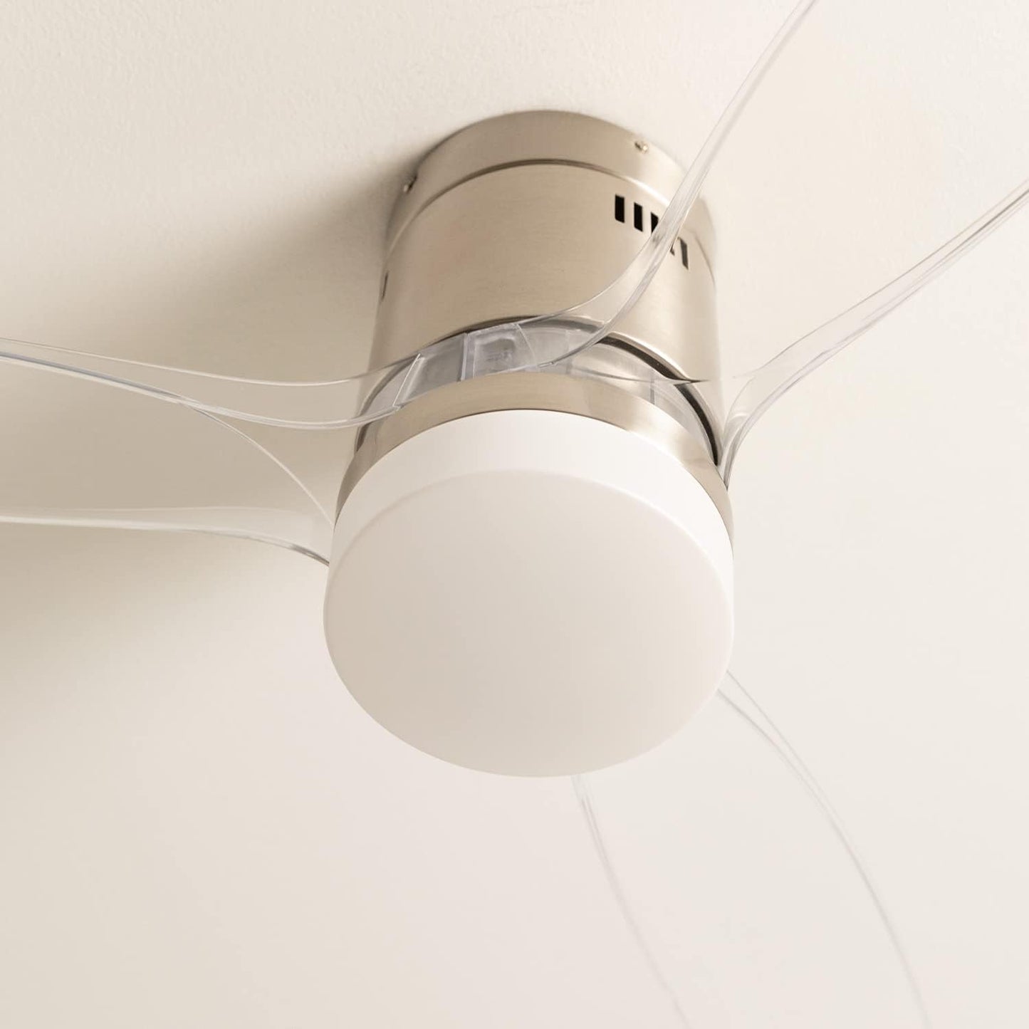Create - Windcalm Ceiling Fan Nickel With Transparent Wings / Quiet 40 W /132 Cm / ( With Light)