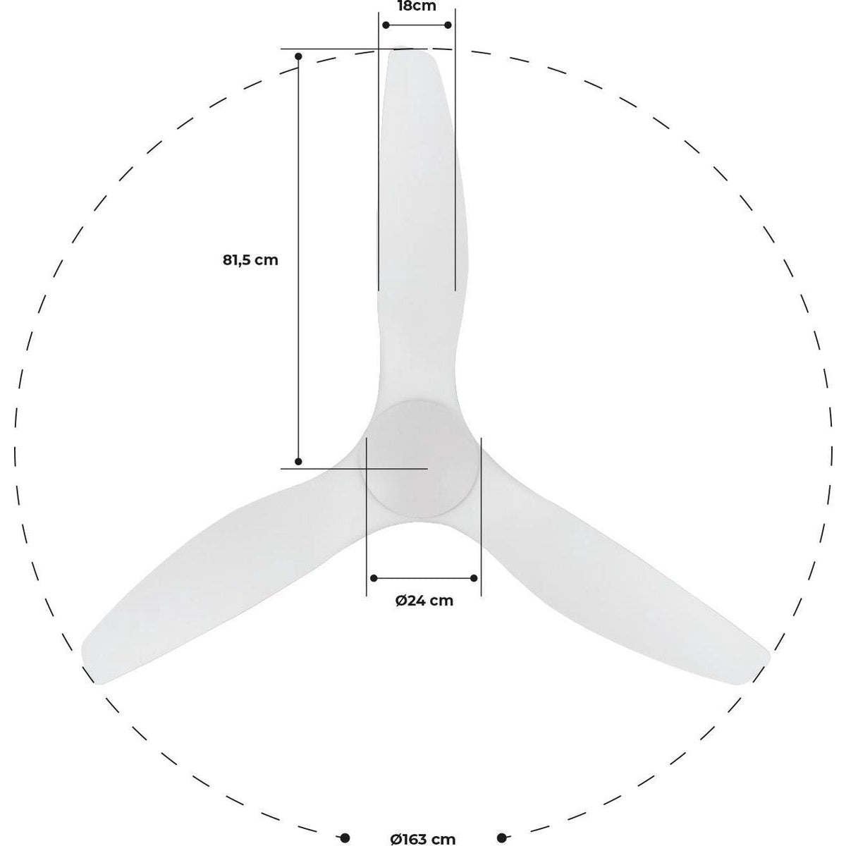 Create - Upwind Sail - Ultra-quiet XL Ceiling Fan - 163 cm - 3 speeds