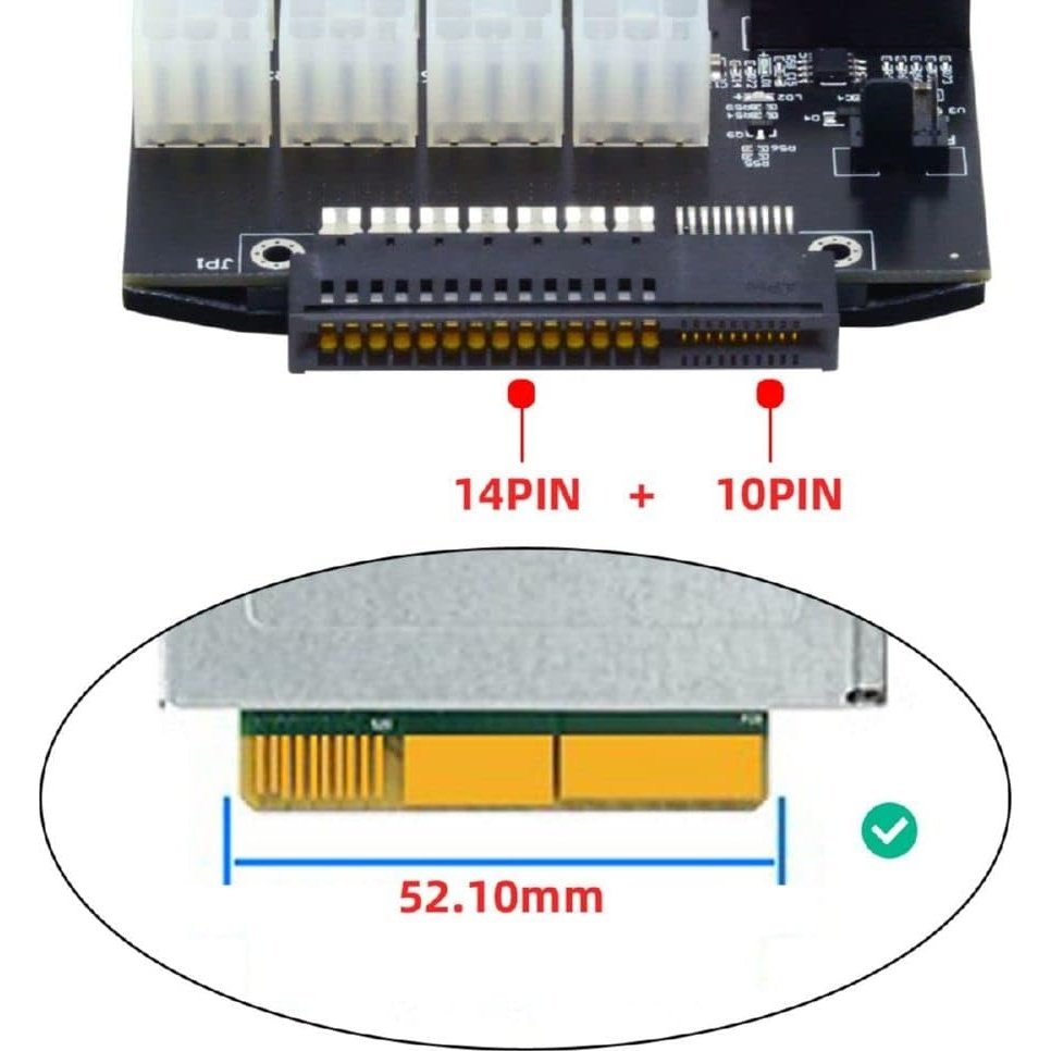Cablecc - 14+10 Pin Flex Slot Server Power Board to 16 x 6 Pin Power Supply Board for CHIA ETH BTC Mining Miner
