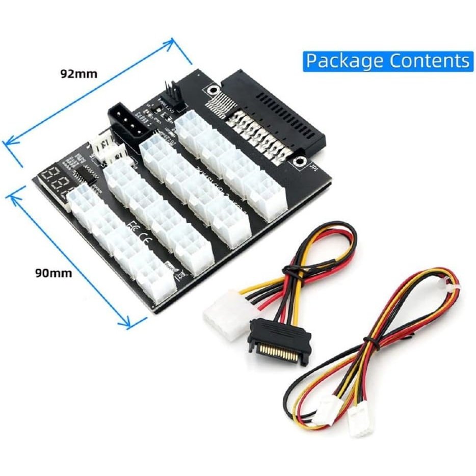 Cablecc - 14+10 Pin Flex Slot Server Power Board to 16 x 6 Pin Power Supply Board for CHIA ETH BTC Mining Miner