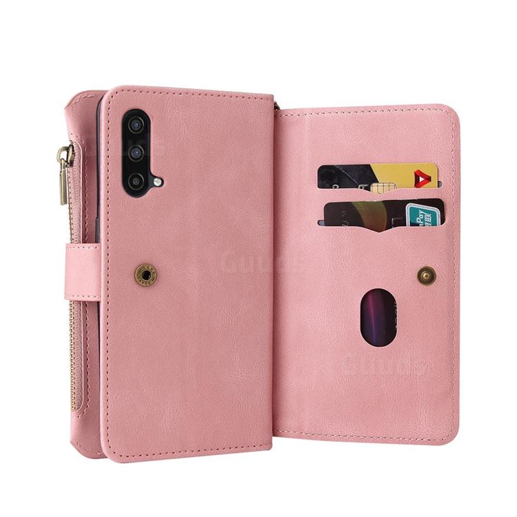 Luxury - Multi-functional Zipper Wallet Leather Phone Case Cover for OnePlus Nord N20
