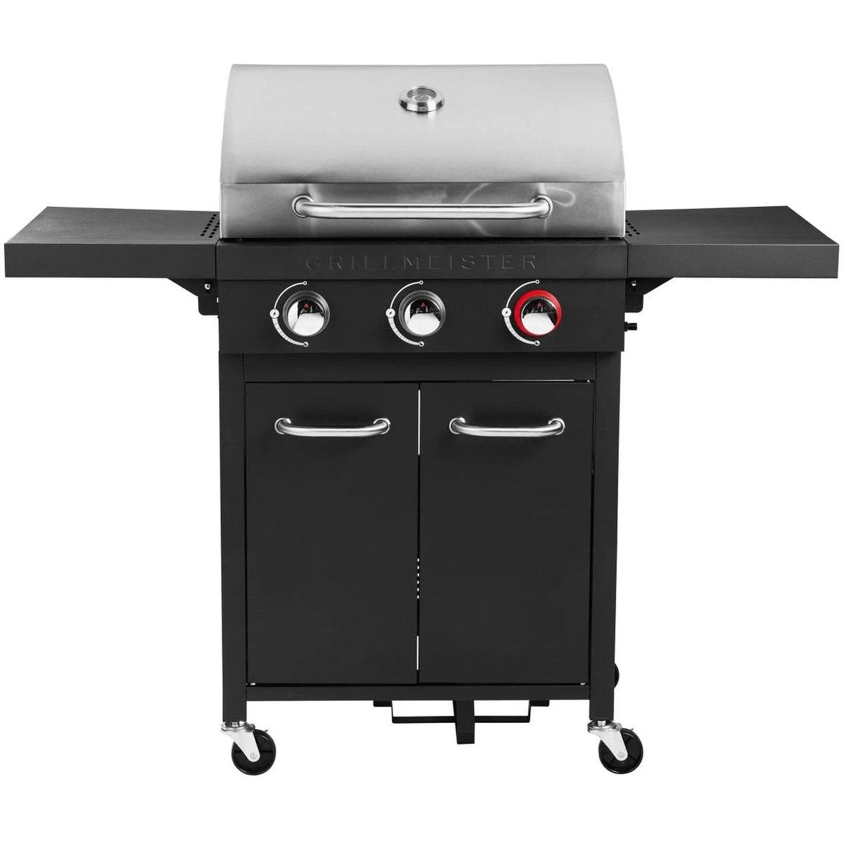 Grillmeister - Memphis Gas BBQ – 3 Burners, Stainless Steel Lid, Folding Side Tables