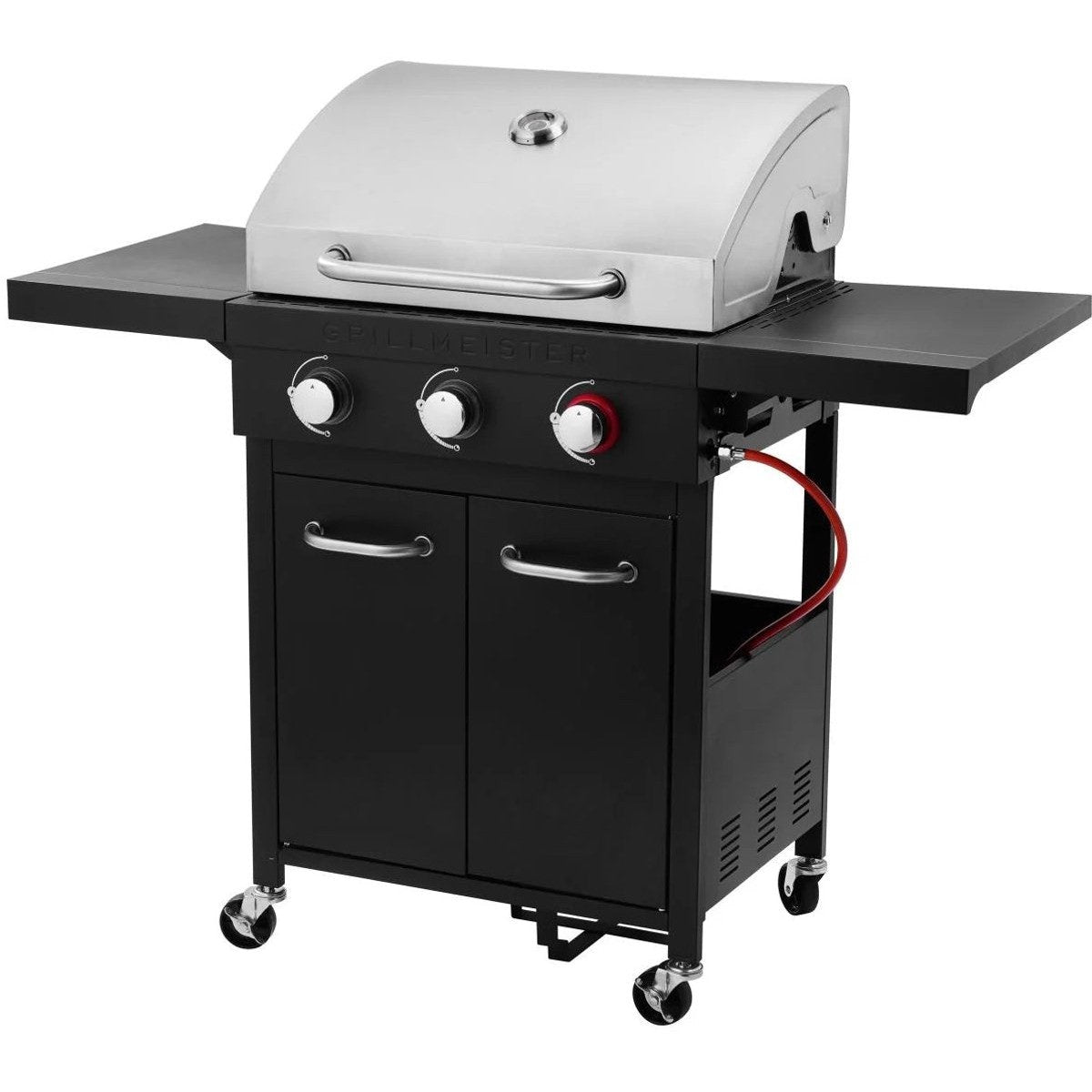 Grillmeister - Memphis Gas BBQ – 3 Burners, Stainless Steel Lid, Folding Side Tables