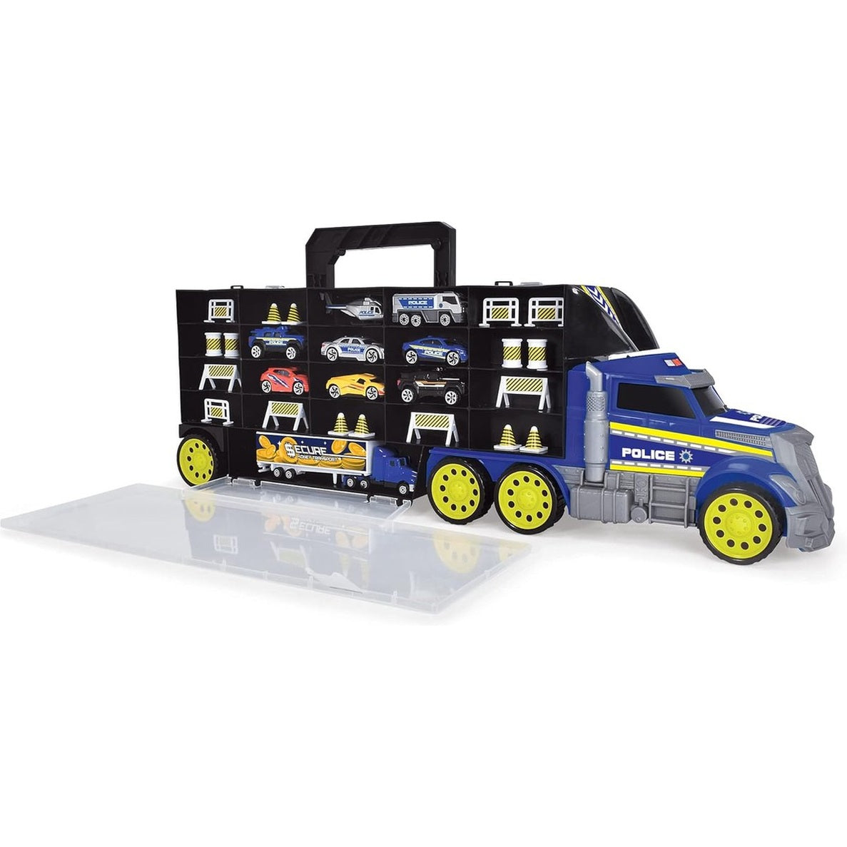 Dickie Toys - Police Transporter – Toy Truck with 9 Cars