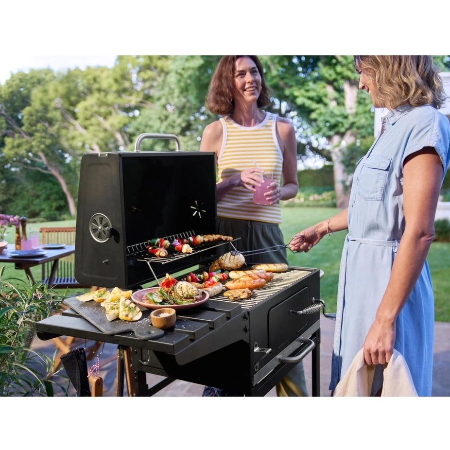 Grillmeister - Charcoal BBQ Kansas - Grilling surface: 52.5 x 40.5 cm - Charcoal barrel: 1.35 kg - Integrated thermometer