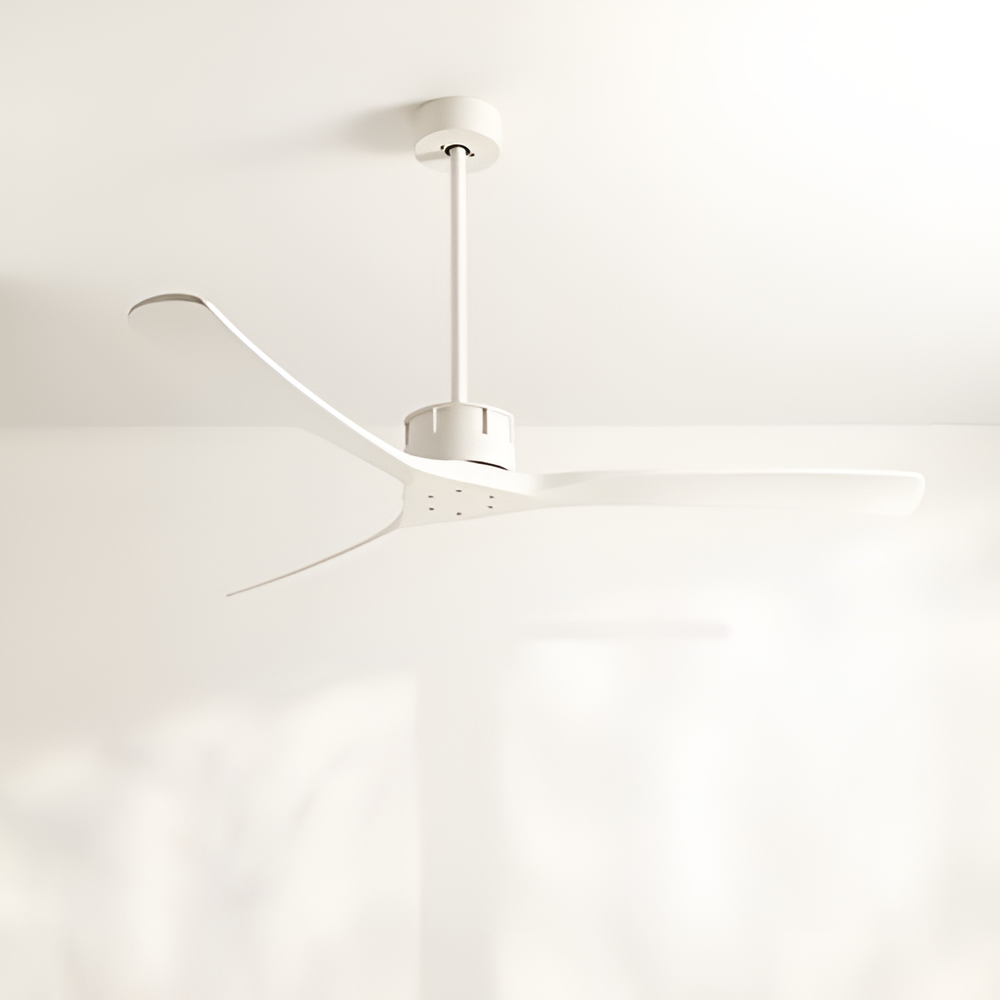 CREATE - WIND LARGE DC Ceiling Fan, 6 Speeds, Quiet, Programmable Timer, Dual Height, White Blades