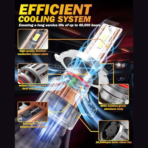 Katur H4 Led Car Bulb - 200w 40000lm - 900% Brighter