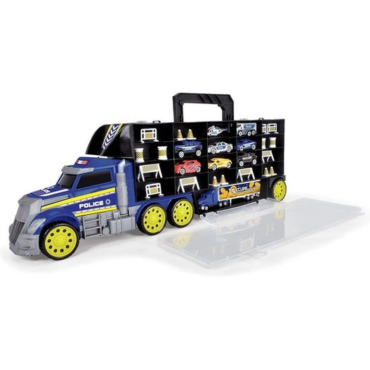 Dickie Toys - Police Transporter – Toy Truck with 9 Cars