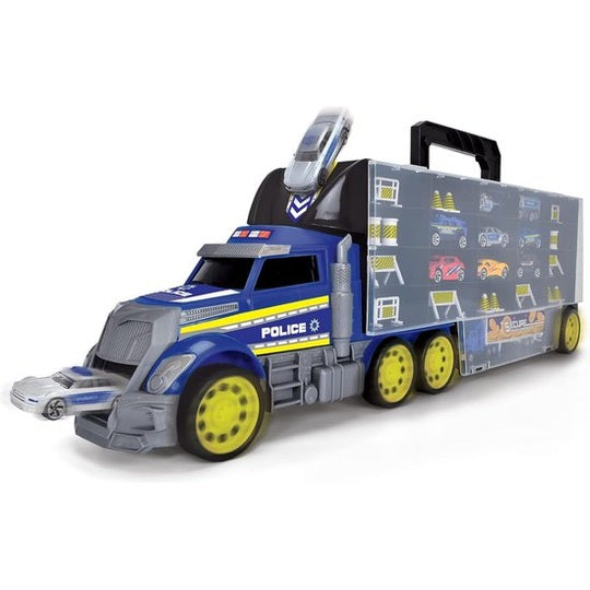 Dickie Toys - Police Transporter – Toy Truck with 9 Cars