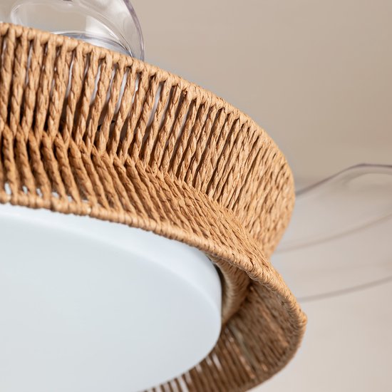 CREATE - Ceiling Fan with Silent Light 40W Ø107 cm - Wicker Finish - RATTAN WIND CLEAR