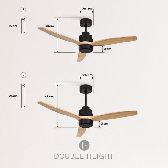 Create - Windstylance Dc Black - Ceiling Fan With Remote Control / Summer Winter Function ( With Light )