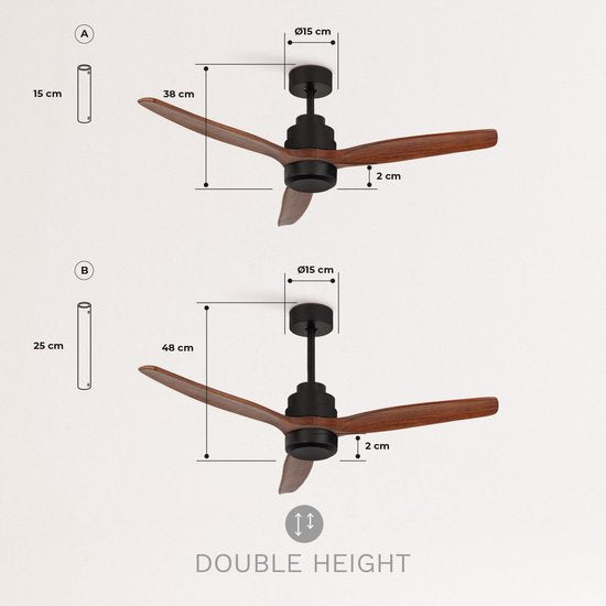 Create - Windstylance Dc Black with Dark Wood - Ceiling Fan With Remote Control - 6 Speeds ( Without Light )