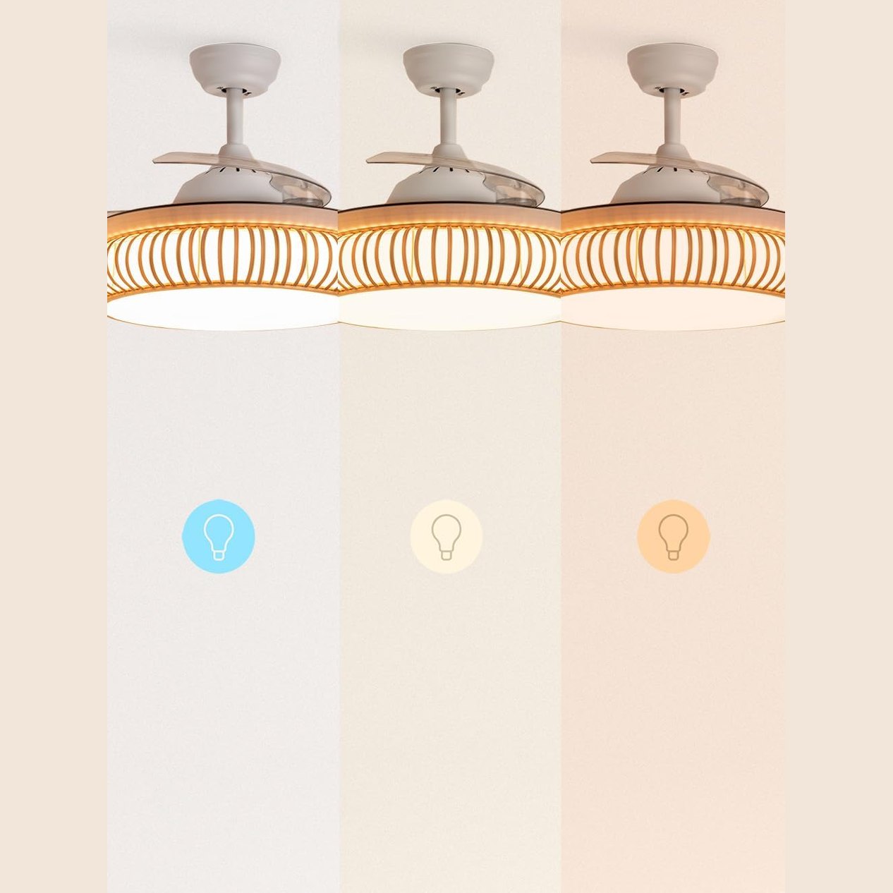 CREATE - Windclear Ceiling Fan with Lighting White Oval with WiFi Remote Control 6 Speed Diameter 107 cm