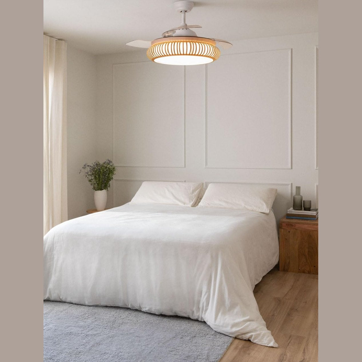 CREATE - Windclear Ceiling Fan with Lighting White Oval with WiFi Remote Control 6 Speed Diameter 107 cm