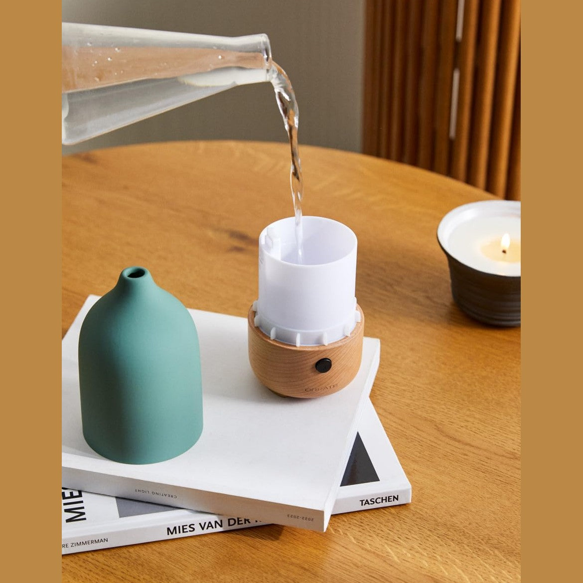 CREATE - Aroma Ceramic Aroma Diffuser and Mini Humidifier – Sage Green (100 ml)