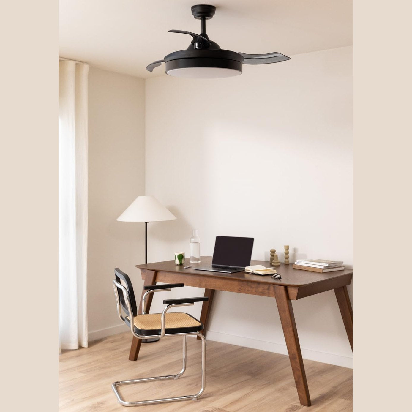 CREATE - Wind Clear Ceiling Fan, Black, with Light, Remote Control and WiFi, 40 W, Diameter 108 cm, Timer, 6 Speeds, Retractable Blades
