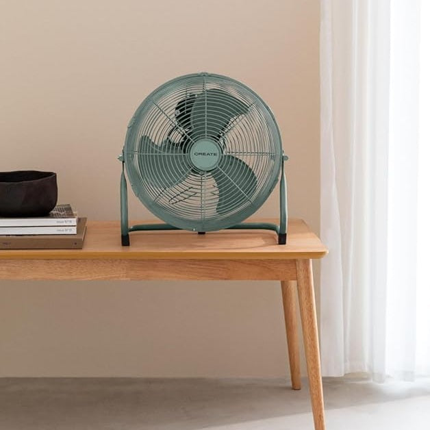 CREATE - AIR FLOOR RETRO – Sage Green Industrial Floor Fan (12")
