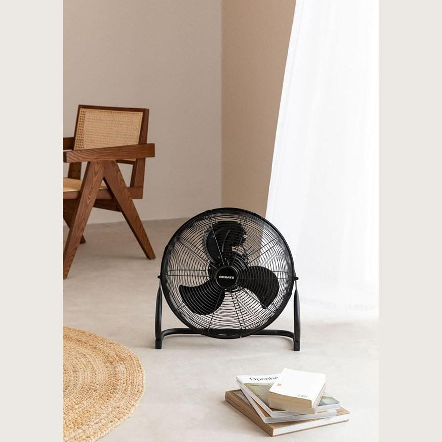 CREATE - AIR FLOOR RETRO – Black Industrial Floor Fan (16")