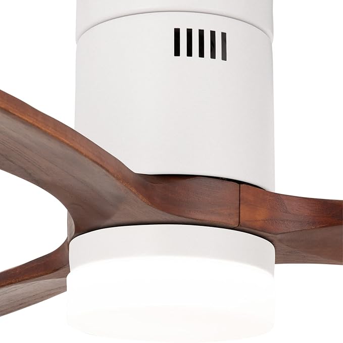 CREATE - Windcalm DC Ceiling Fan White Dark Wood Wings with Light Silent Dimmable Light Timer WiFi Power 40W Diameter 132 cm (With Light)