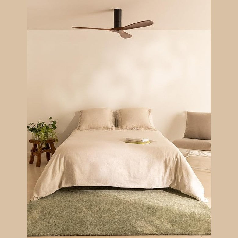 CREATE - Windtube Ceiling Fan Black Dark Wood Wings with Remote Control 40 W Quiet Diameter 132 cm 6 Speeds Timer DC Motor Summer Winter Operation