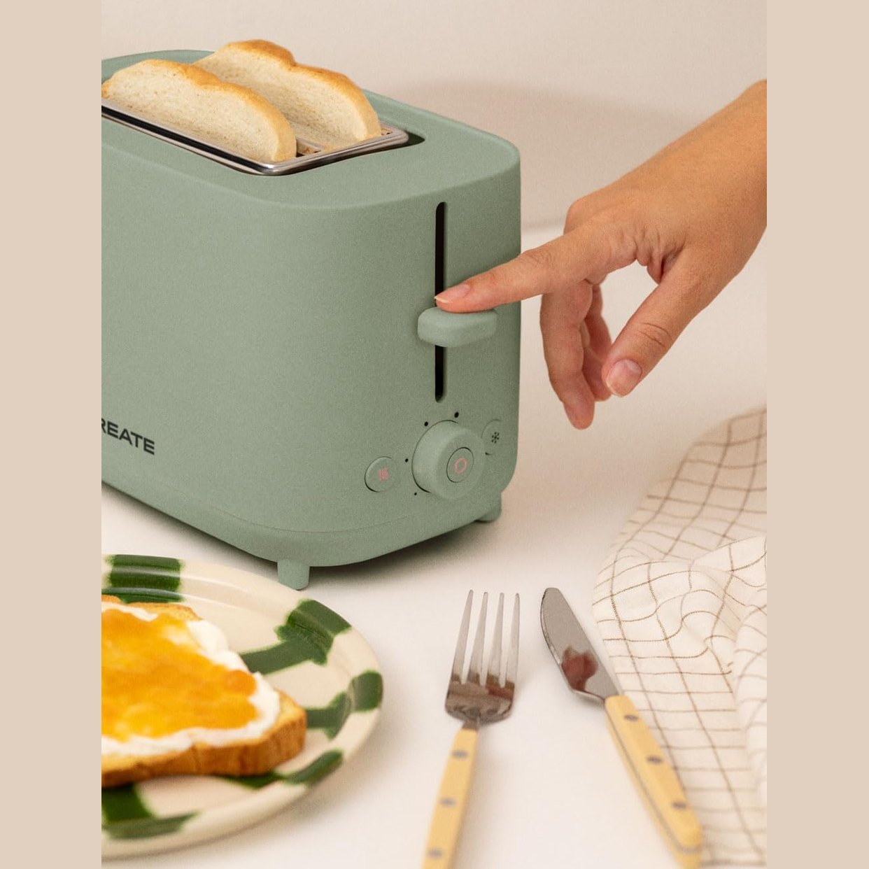 CREATE TOAST STUDIO Toaster - Sage Green 750W