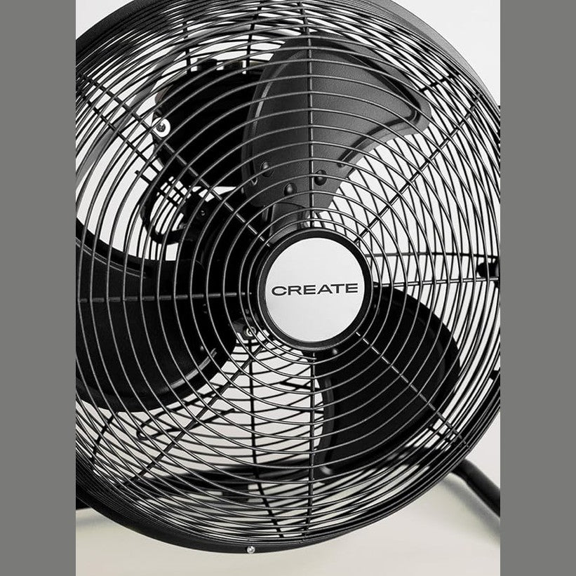 CREATE - AIR FLOOR RETRO – Black Industrial Floor Fan (12")
