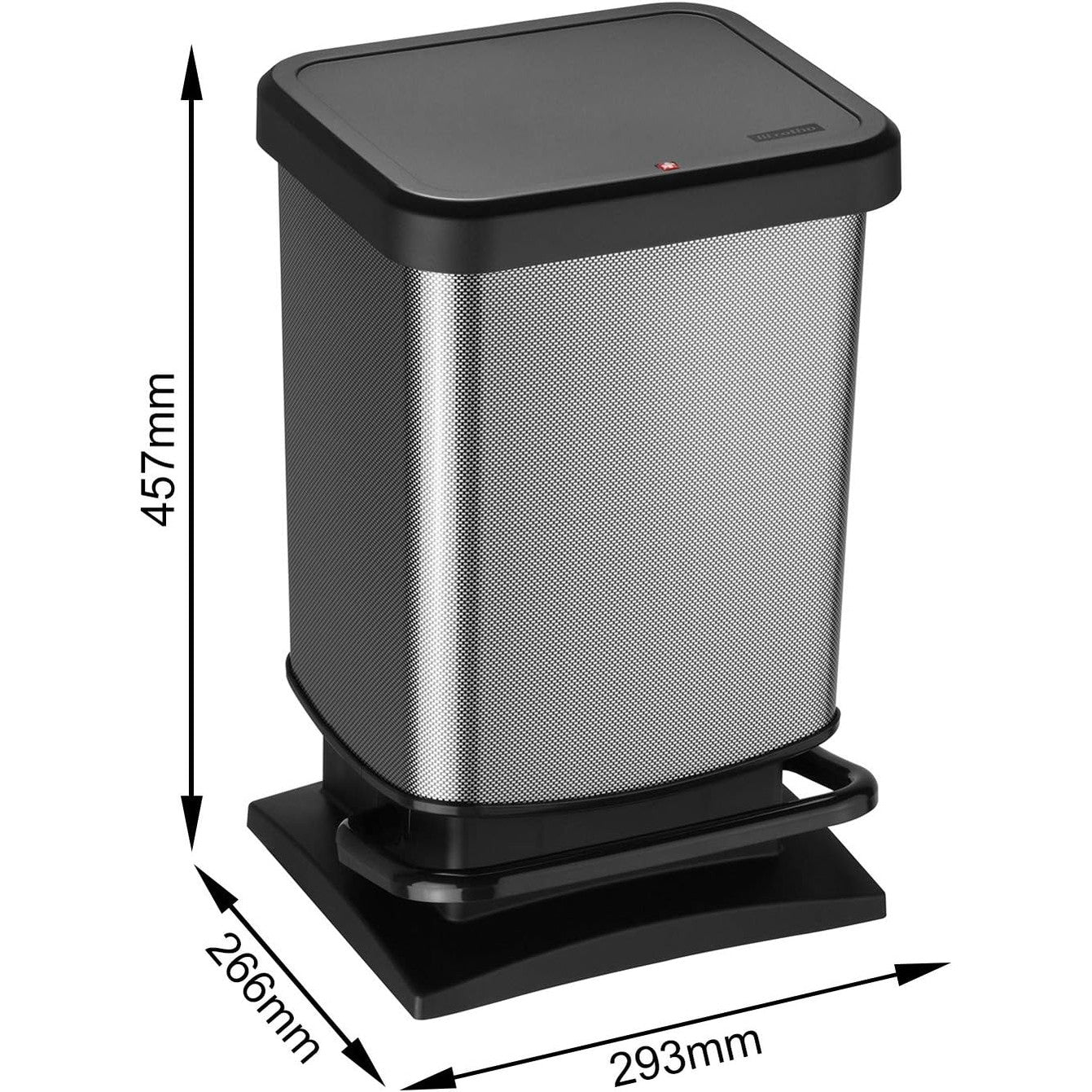 ROTHO - Waste bin 20l with pedal and lid, Plastic (PP) BPA-free, carbon metallic, 20l (29,3 x 26,6 x 45,7 cm)