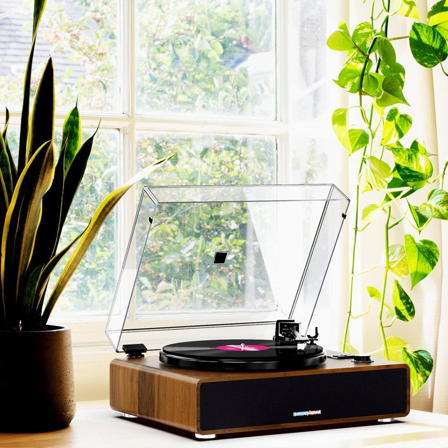 DIGITNOW - Bluetooth Turntable Vinyl Record Player – Brown