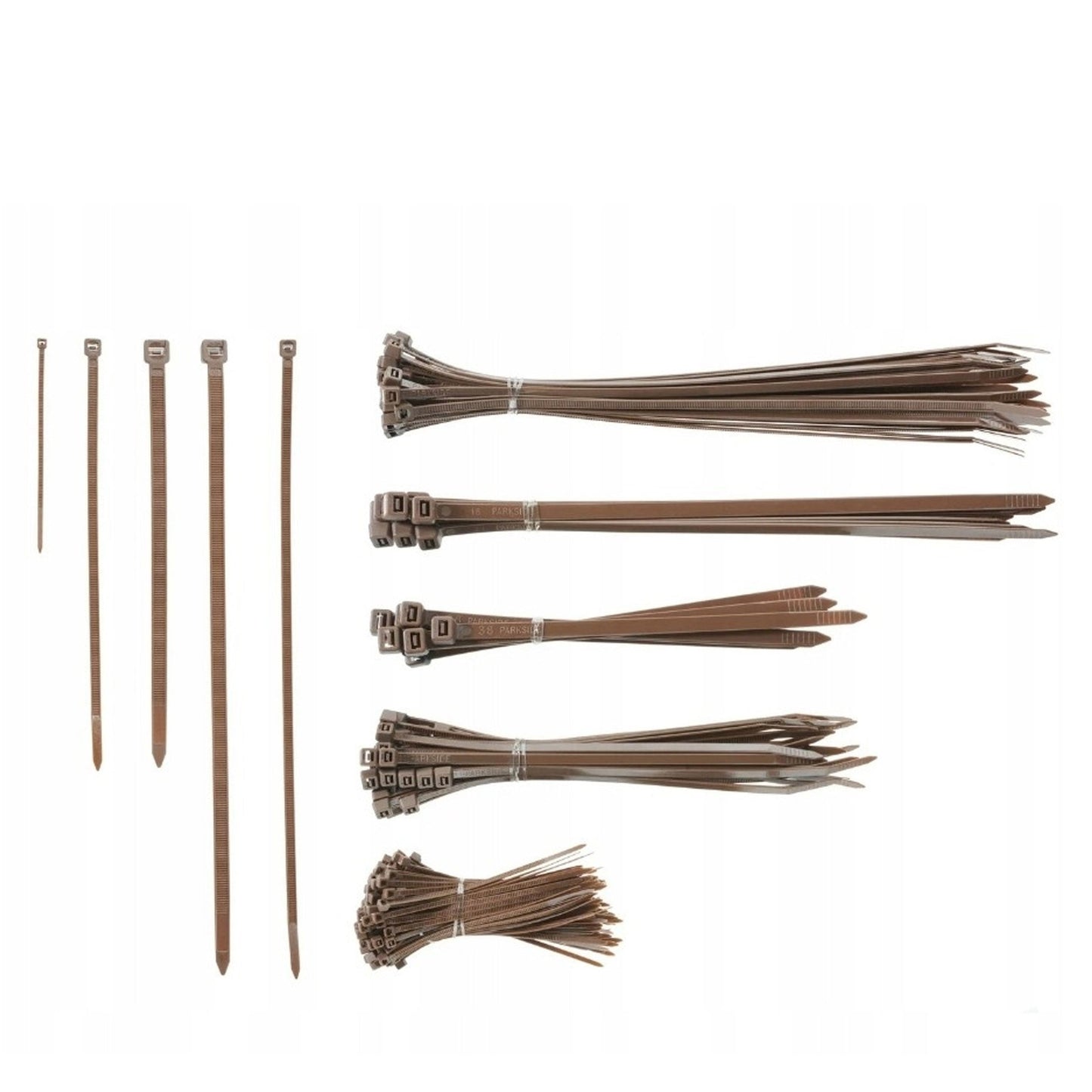 Brown cable ties in various sizes from Parkside