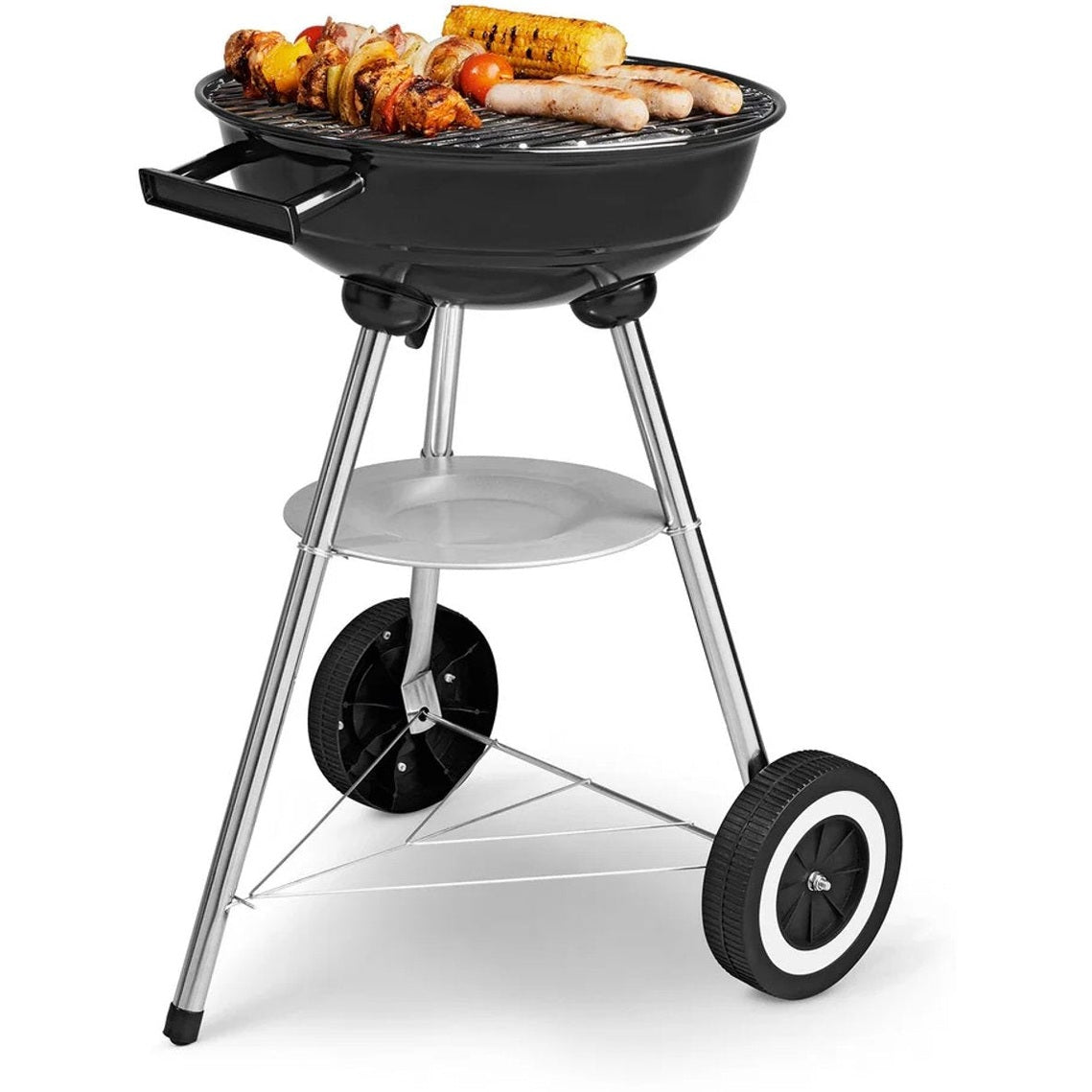 Grillmeister - Charcoal Barbecue - W 48 x H 84 x D 52 cm - Grill surface 44 cm - on Wheels