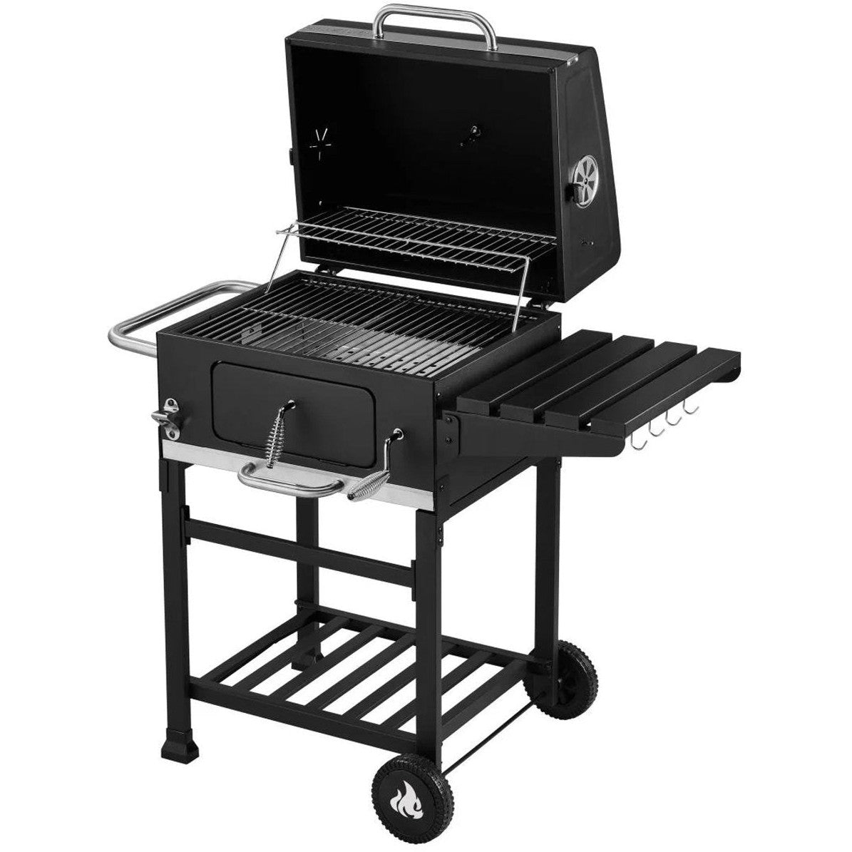 Grillmeister - Charcoal BBQ Kansas - Grilling surface: 52.5 x 40.5 cm - Charcoal barrel: 1.35 kg - Integrated thermometer