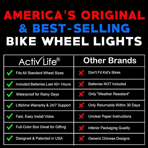 Activ Life - LED Bike Wheel Lights, 100% Brighter, Visible from All Angles, Batteries Included