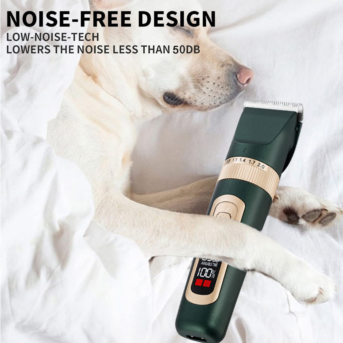 2 in 1 Dog Grooming Clippers,4-Speed Cordless Dog Clippers Low Noise, Quiet Rechargeable Dog Shaver Hair Trimmers Kit with Paw Blade,Electric Hair Clippers for Dogs Cats Pets