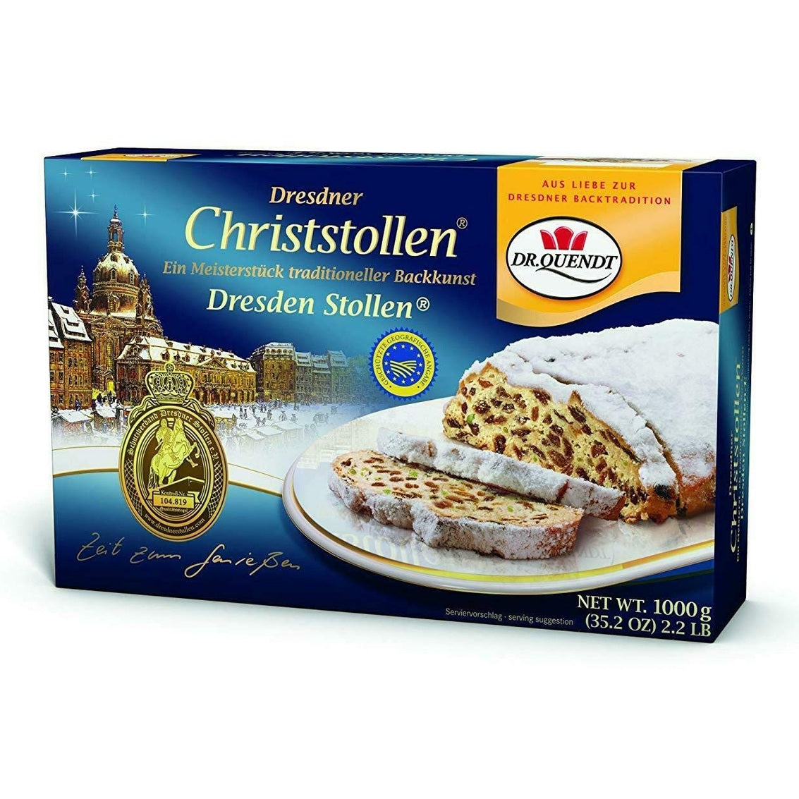 Christstollen Genuine Dresdner 1000g Traditional GDR Product and Ossi Cult Product