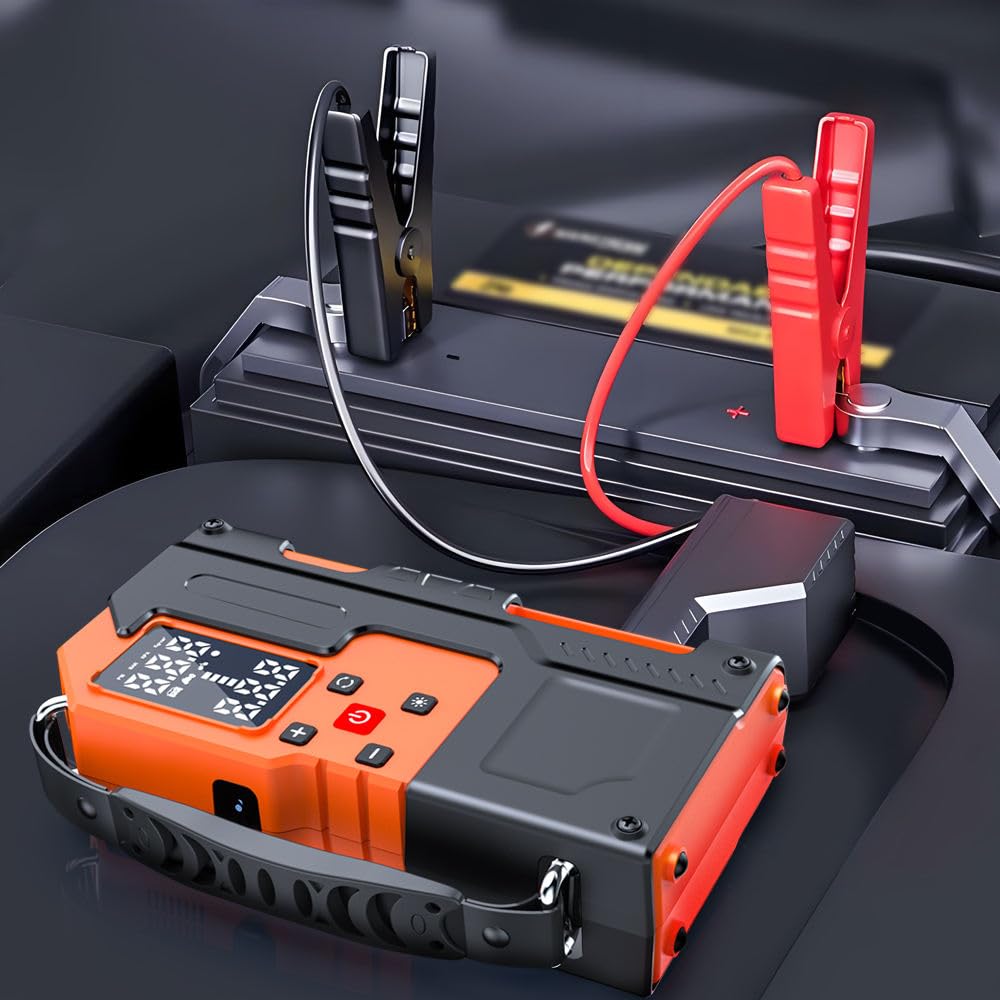 Multifunctional Professional 8000 MAh Digital Powerbank Car Battery Charger Jump Starter Cable and with Tire Inflator Air Pump