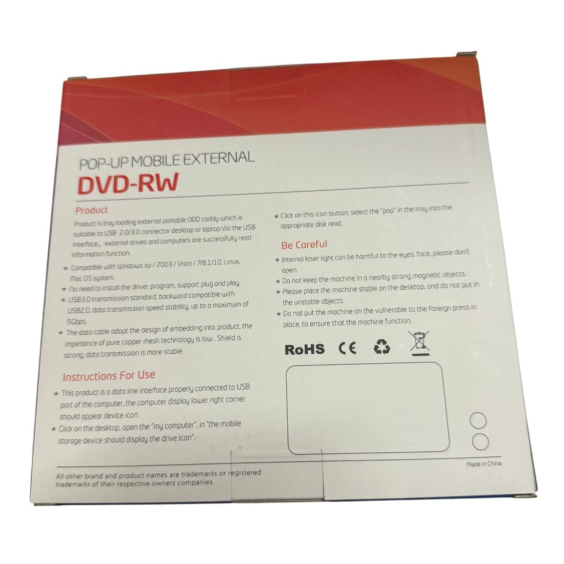 Pop-Up Mobile External DVD-RW USB 3.0 (Negro)- Renovado