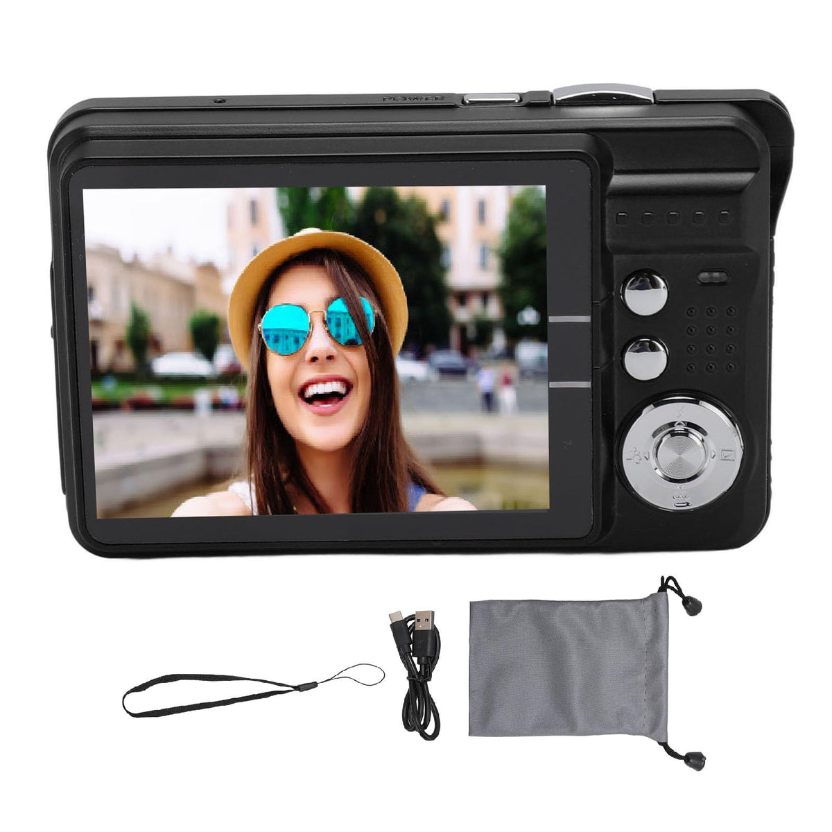 Teens Digital Camera, 2.7 Inch Screen 48MP Autofocus Compact Camera 4K for Travel (Black)