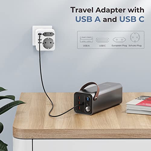Hoppac - French to UK Plug Adapter, Type G, Compatible with Europe & Schuko