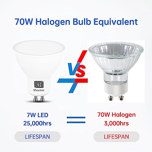 MayJazz - 7W GU10 LED Warm White Dimmable Bulb, 2700K, 600 LM, Pack of 10