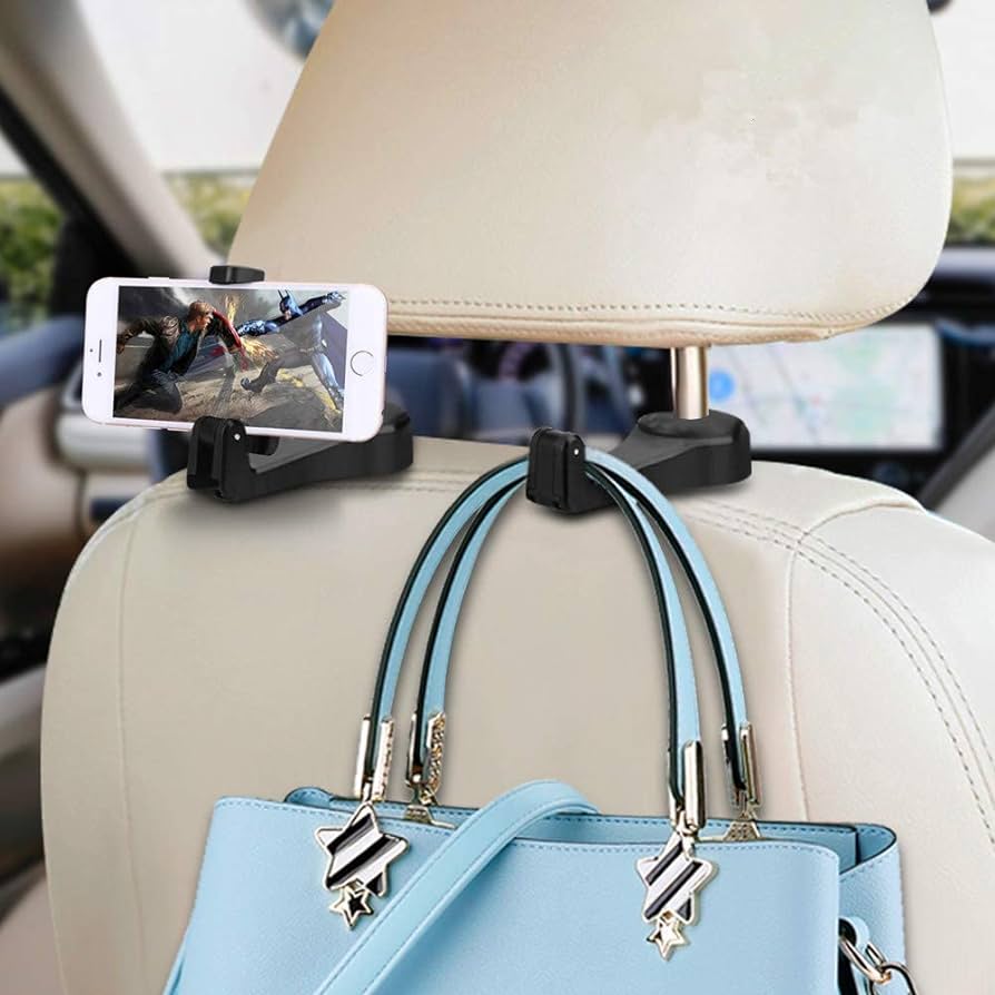 Ormeli - Car Headrest Hook With Phone Holder 2 In 1