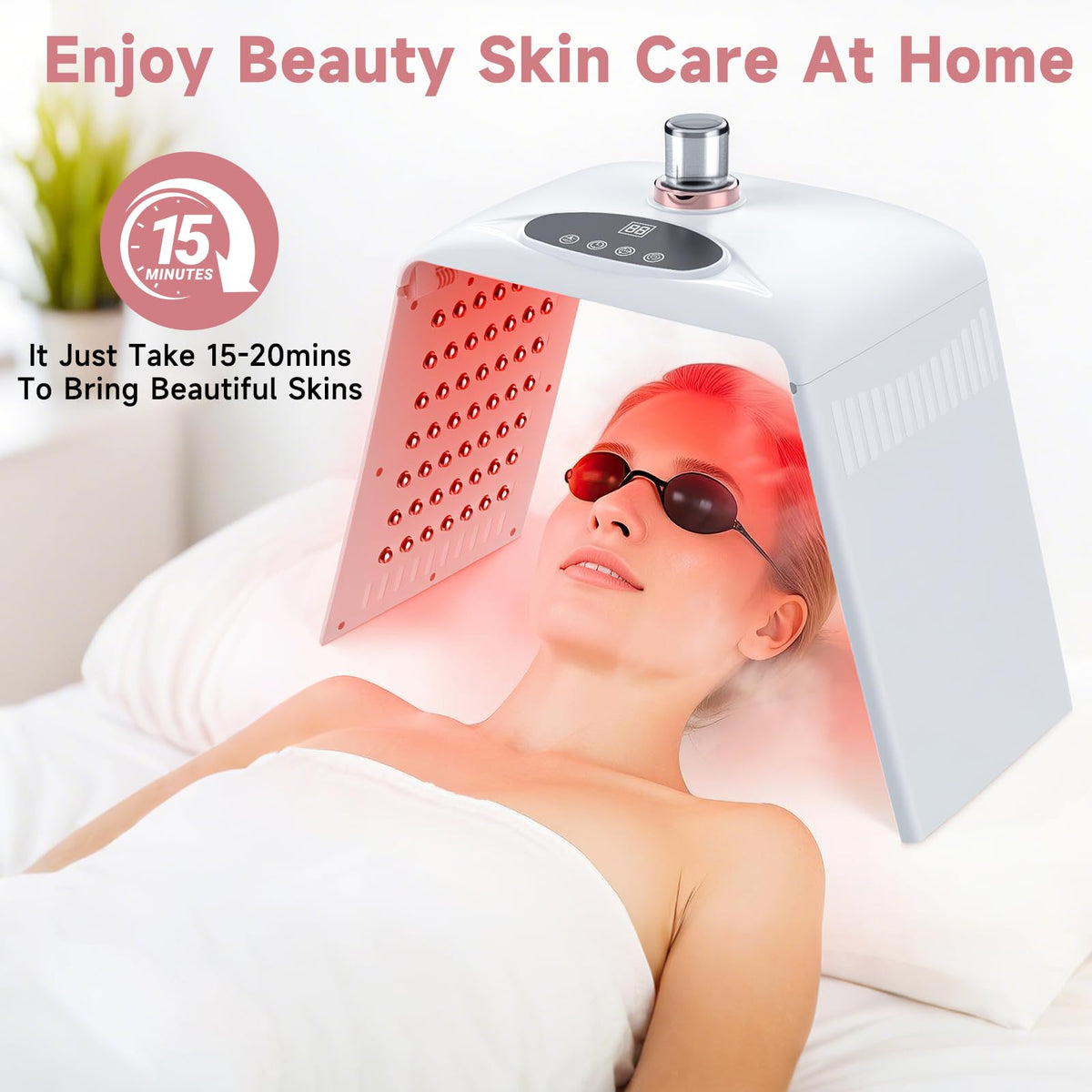LED Face Light Therapy Mask, Folding 7 Colors and Cyclic Colors LED Mask Light Therapy for Skincare, Facial Red Light Therapy Face Mask, SPA Equipment for Skincare at Home
