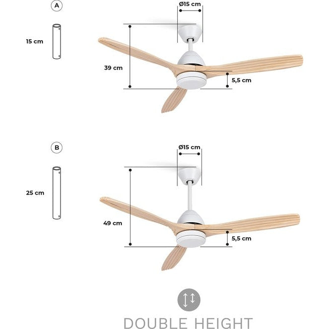 Create - WindCup Ceiling Fan 40w Silent 132 Cm/ 6 Speeds / Summer Winter Function (Without Light)