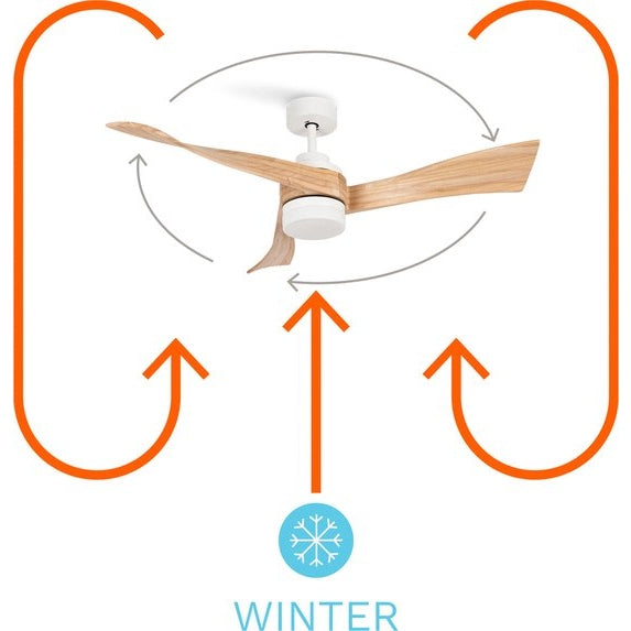 Create - WindCurve Ceiling Fan With Remote Control - White with Natural Wood ( With Light )