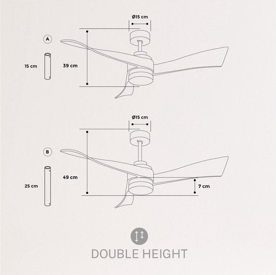 Create - WindCurve Ceiling Fan 40w Silent Ø132 Cm / 6 Speeds / Summer Winter Function / Black (With Light)