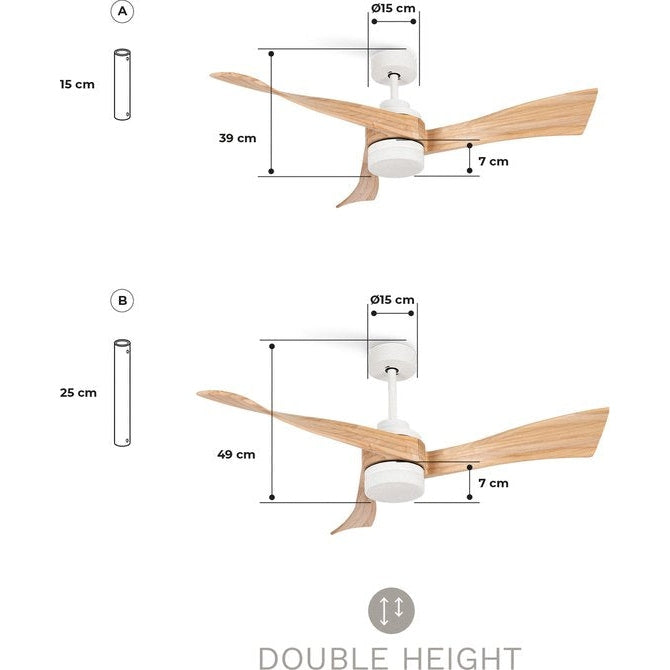 Create - WindCurve Ceiling Fan With Remote Control - White with Natural Wood ( With Light )