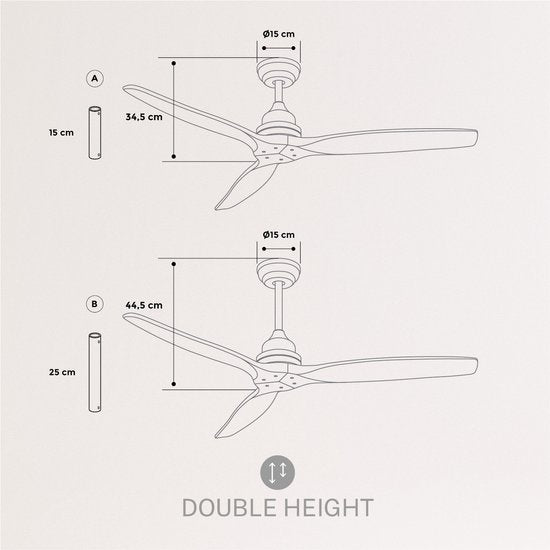 Create - Windwood 75w Silent Ceiling Fan Ø132 Cm / White And Natural Wood